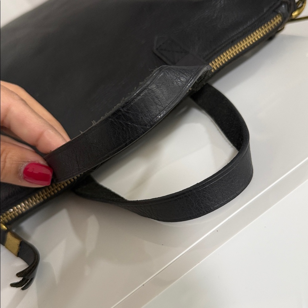 MADEWELL ZIP TOP Transport Black Leather Tote Bag with Detachable Strap 🎀🎀🎀 - Picture 9 of 13